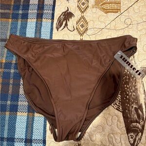 Sunset Separates high-waisted, high-leg bikini bottom brown NWT